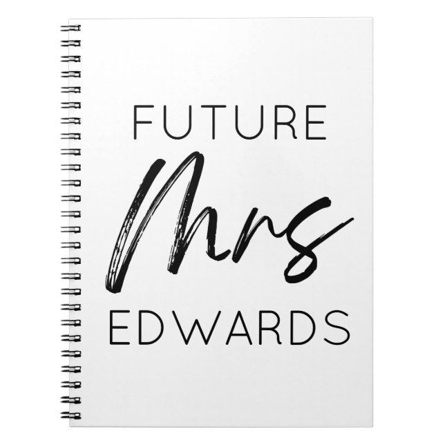 Caderno Espiral Futuro, Sra. Sobrenome Personalizada Noiva Para Se (Frente)