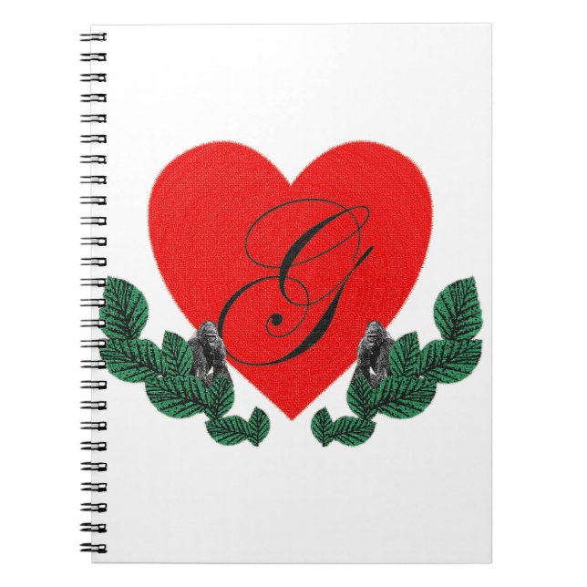 Caderno Espiral G num coração (personalizável) (Frente)