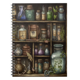 Caderno Espiral Gabinete de curiosidades bruxa ervas e globos ocul