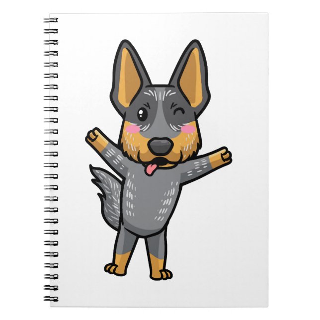 Caderno Espiral Gado Australiano Kawaii Emoticon (Frente)
