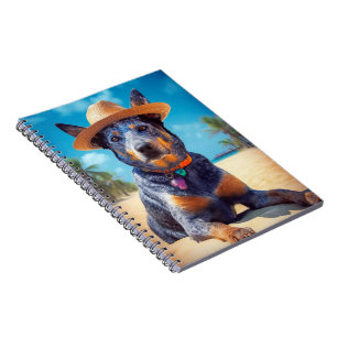Caderno Espiral Gado Australiano na Praia, presente de verão para