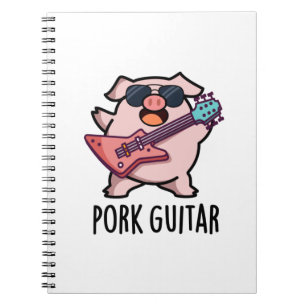 Caderno Espiral Gaita de Porco Pun Funny Rock Guitar Pig