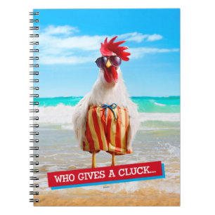 Caderno Espiral Gajo Chillin do galo na praia em troncos de