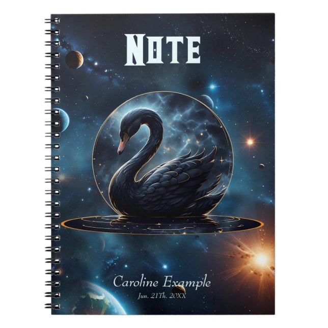 Caderno Espiral Galáctica Grace: O Cisne Negro. (Frente)