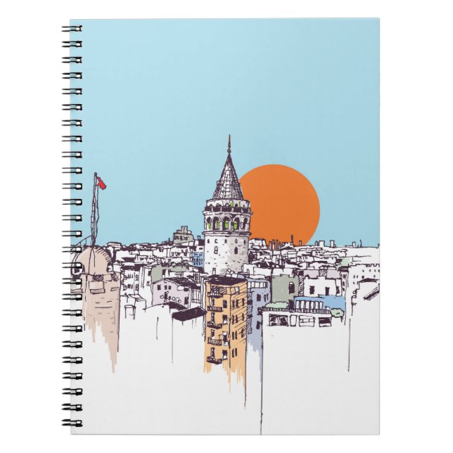 Caderno Espiral Galata Tower e Galata distrito de Beyoglu Istanb (Frente)