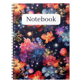 Caderno Espiral Galáxia Floral Starry Night