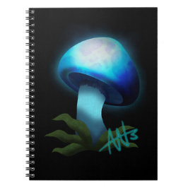 Caderno Espiral Galáxia Shiitake Brilhante Cogumelo Azul Claro