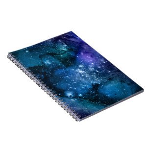 Caderno Espiral Galáxias Amantes Starry Space Blue Sky White Spar