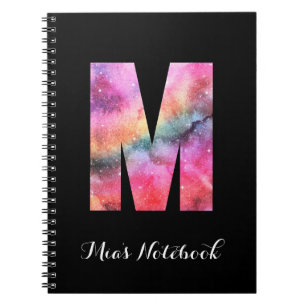 Caderno Espiral Galaxy Rainbow - Letra M Notebook