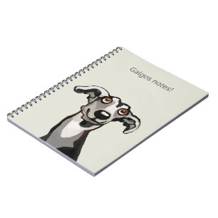 Caderno Espiral Galgo desenhando preto e branco e cinzas