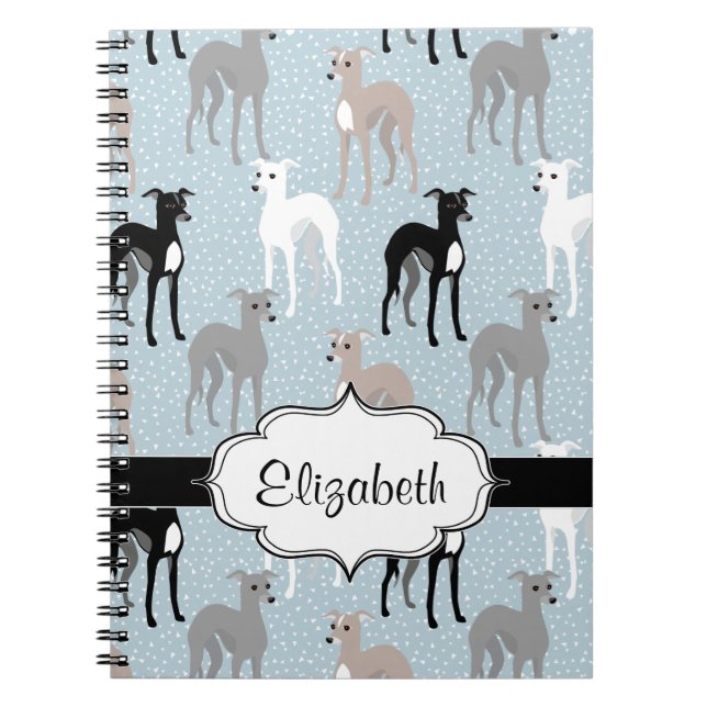 Caderno Espiral Galgos ou chicotes italianos (Frente)