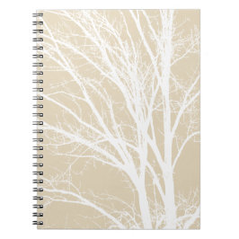 Caderno Espiral Galhos de árvores brancas de creme russo