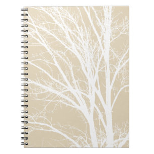 Caderno Espiral Galhos de árvores brancas de creme russo