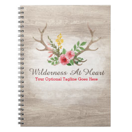 Caderno Espiral Galhos Rústicos de Veado Boêmio Floral Aquarela Ma