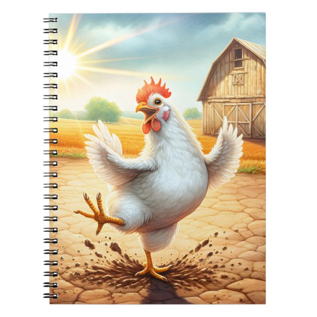 Caderno Espiral Galinha Dançando Em Barnyard (Frente)