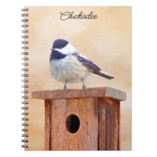 Caderno Espiral Galinha em Birdhouse Pintura Original de Pássaros