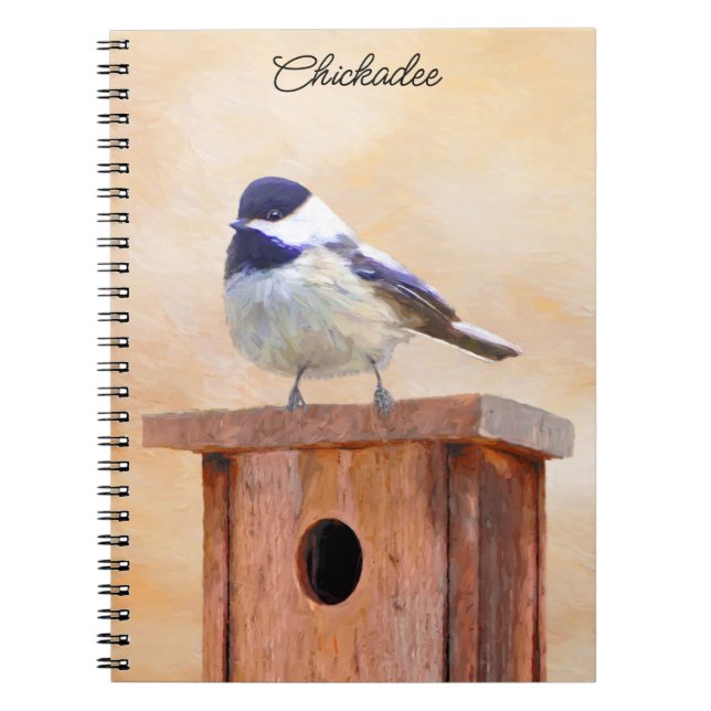 Caderno Espiral Galinha em Birdhouse Pintura Original de Pássaros (Frente)