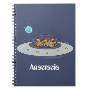 Caderno Espiral Galinhas engraçadas na ilustração de desenhos anim
