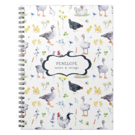 Caderno Espiral Galinhas Russas | Notebook Monograma