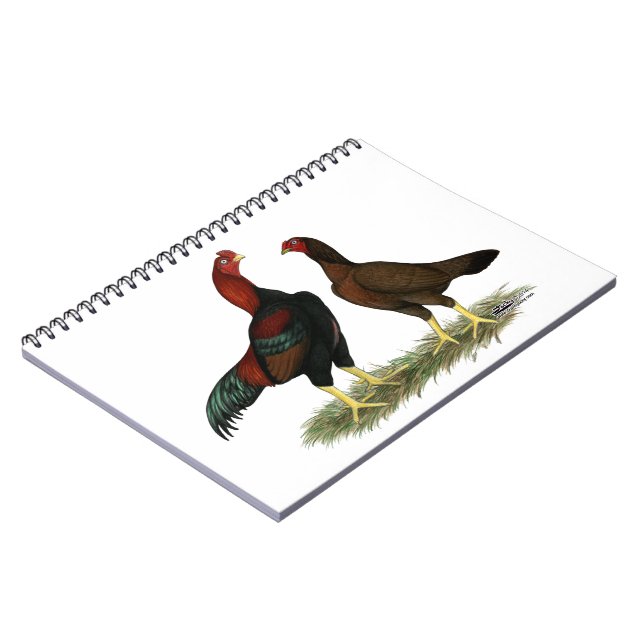 Caderno Espiral Galinhas Vermelhas Negras Aseel (Left Side)