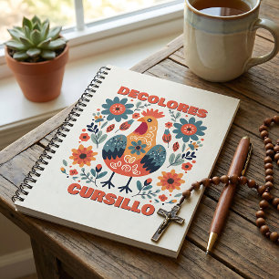 Caderno Espiral Galo do Cursilho DeColores Arte Popular Floral Lar