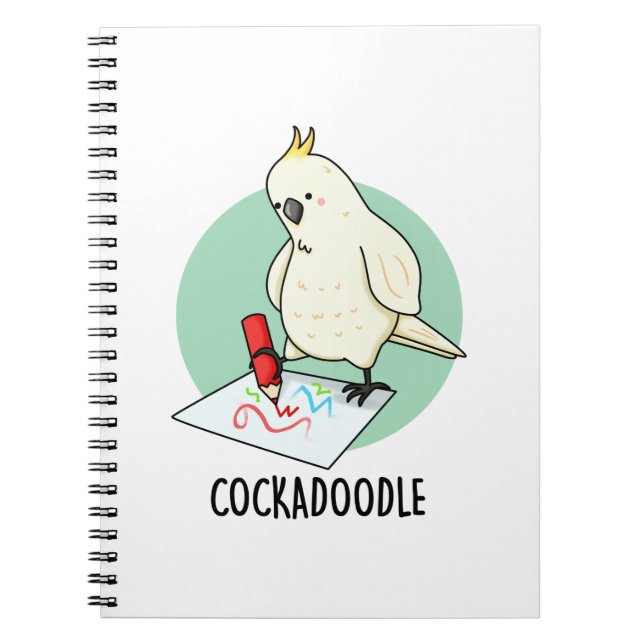 Caderno Espiral Galo engraçado Piada de cacatua  (Frente)