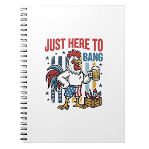 Caderno Espiral Galo Patriótico Fogos de Artifício Camisa Vintage 
