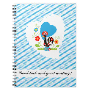 Caderno Espiral Galo Português com bolinhas azuis