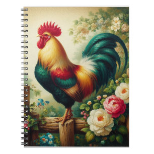 Caderno Espiral Galo rústico/vintage