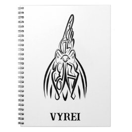 Caderno Espiral Galo Tribal Negro e Branco