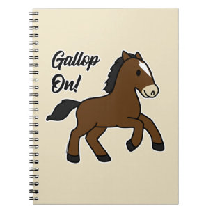 Caderno Espiral Galope Adorável! Design de Cavalo Kawaii Feliz
