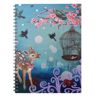 Caderno Espiral Gama pequena com flores de cerejeira
