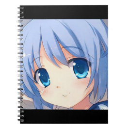 Caderno Espiral Ganga de anime bonitinha com olhos azuis violeta
