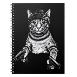 Caderno Espiral Gangster Cat Tattoo Art | Cool Streetwear Kitty