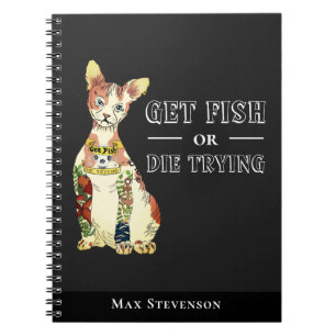 Caderno Espiral Gangster Negro Engraçado Sphynx com Tatuos Pai