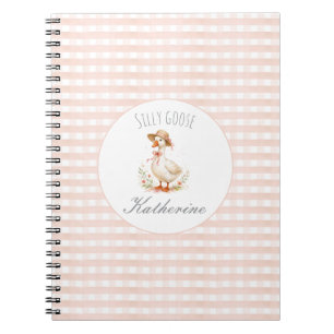 Caderno Espiral Ganso Bobo Elegante Rosa Meninas Nome Personalizad