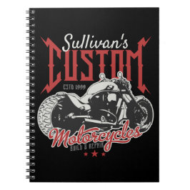 Caderno Espiral Garagem de Moto Personalizada Grande e Má Motocicl