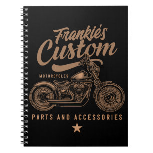 Caderno Espiral Garagem Personalizada de Motocicleta Bobber para M