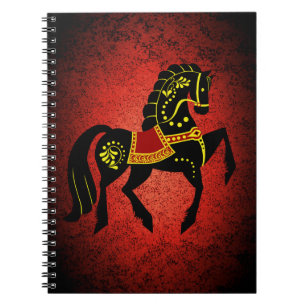 Caderno Espiral Garanhão preto do frisão/beleza preta, vermelho