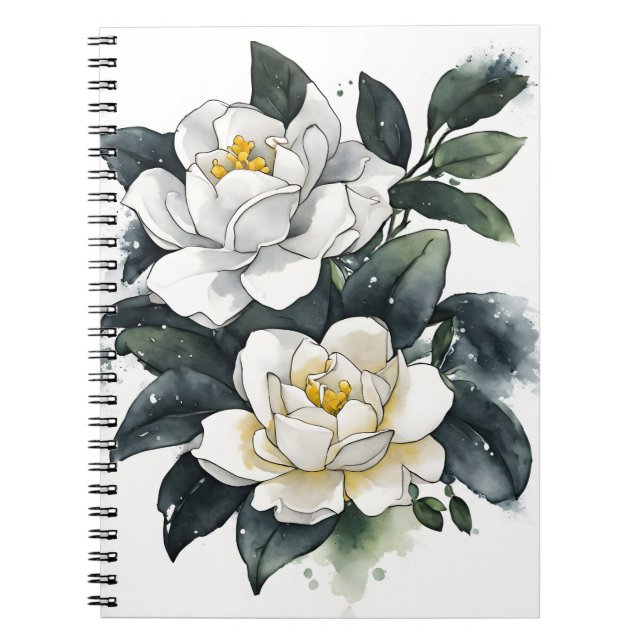 Caderno Espiral Gardenia - Flores aquarela (Frente)