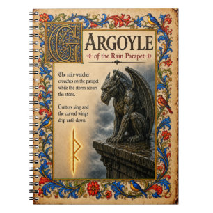 Caderno Espiral Gárgula, Arte de Bestiário Medieval