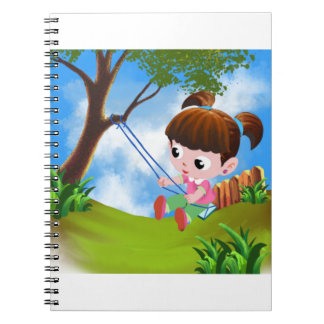 Caderno Espiral garota bonita brincando no balanço