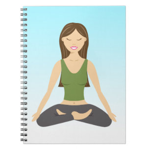 Caderno Espiral Garota Bonita De Yoga Sentada Na Ilustração De Lot