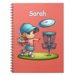 Caderno Espiral Garota Bonita Jogando Golfe De Disco Personalizado