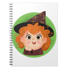 Caderno Espiral Garota bonita numa fantasia de bruxa