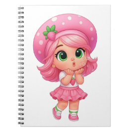 Caderno Espiral Garota Chibi Kawaii de Morango