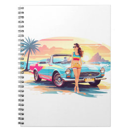 Caderno Espiral Garota com carro e natureza dos sonhos