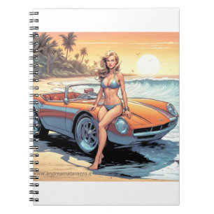 Caderno Espiral Garota com carro esportivo