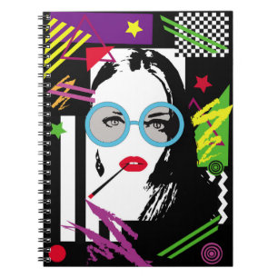 Caderno Espiral Garota com cigarro e óculos escuros pop