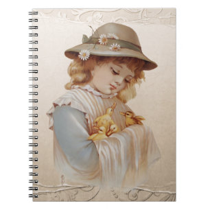 Caderno Espiral Garota com Patos Bebês